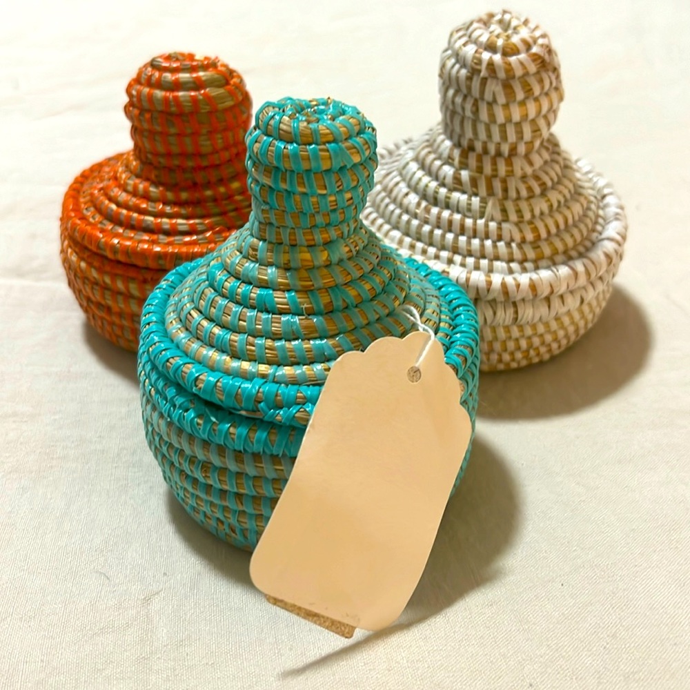 Handmade Artisan Raffia Storage Baskets